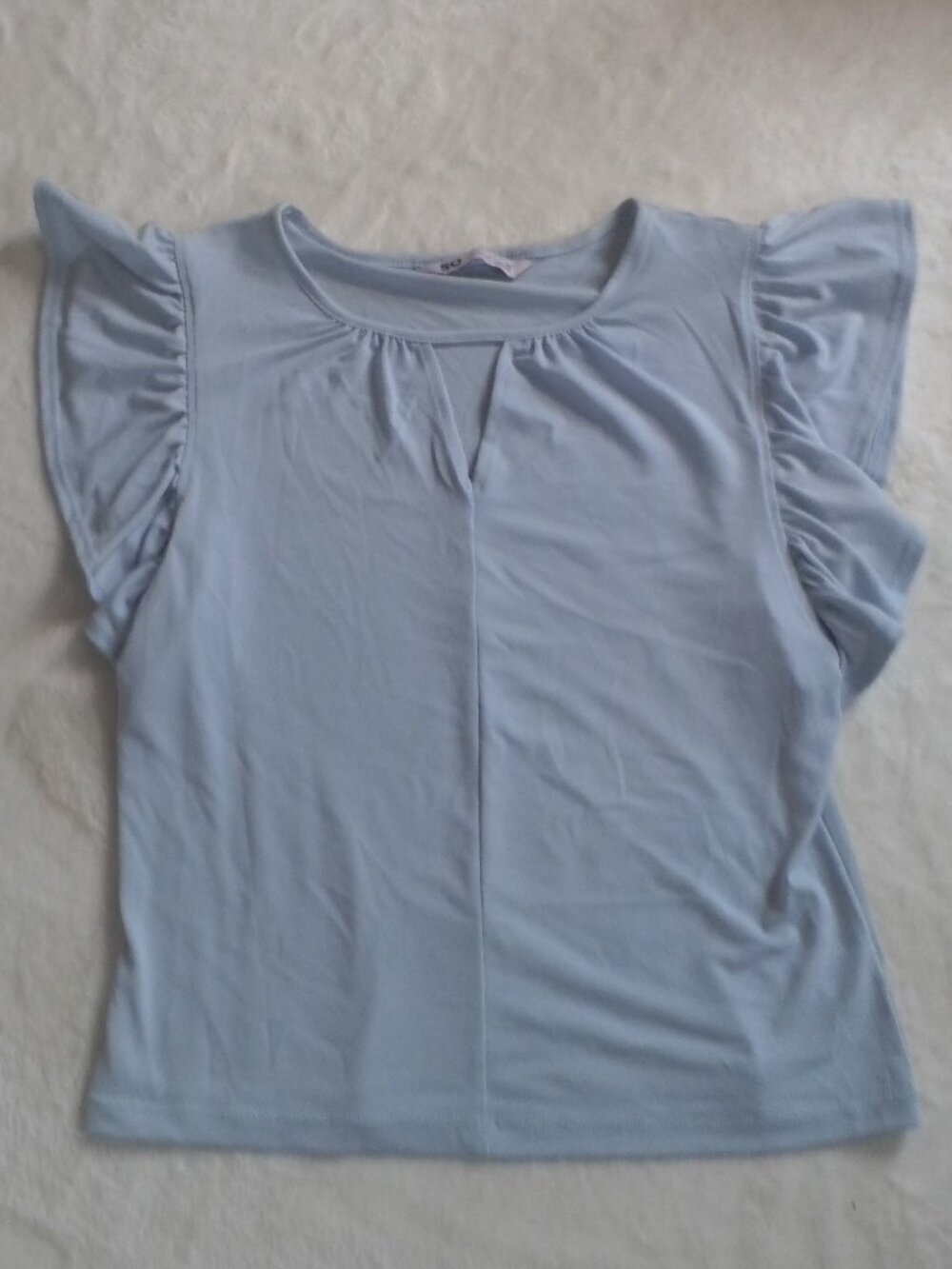 NEW LIGHT BLUE FLUTTER TOP SIZE SMALL